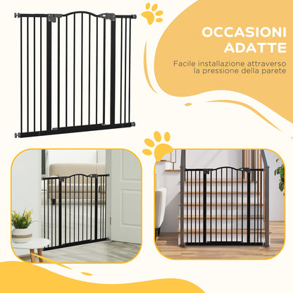 PawHut Extendable Dog Gate Without Screws Adjustable from 74-100 cm in Metal, Black - Borgè