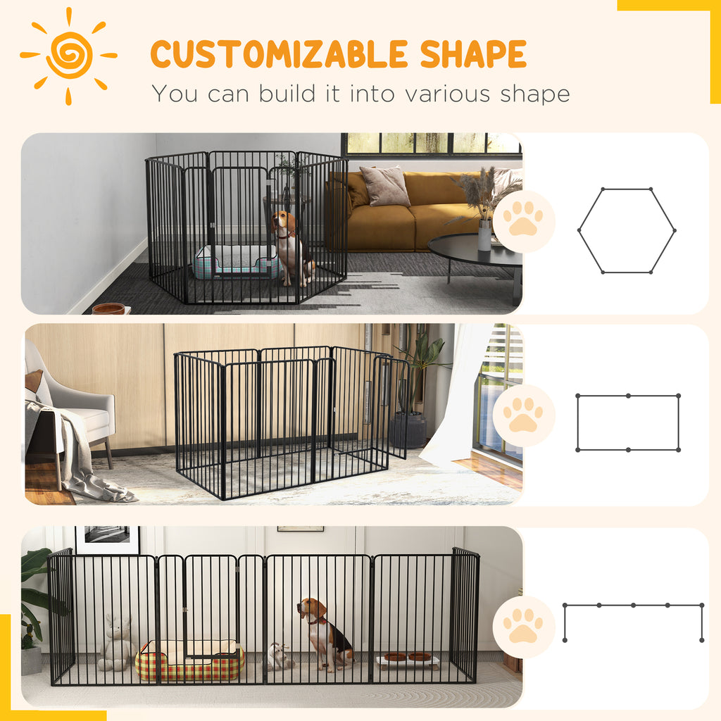 Pawhut Fence for large dogs with 6 steel modular panels, 164x83x100 cm, black - Borgè