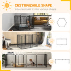 Pawhut Fence for large dogs with 6 steel modular panels, 164x83x100 cm, black - Borgè