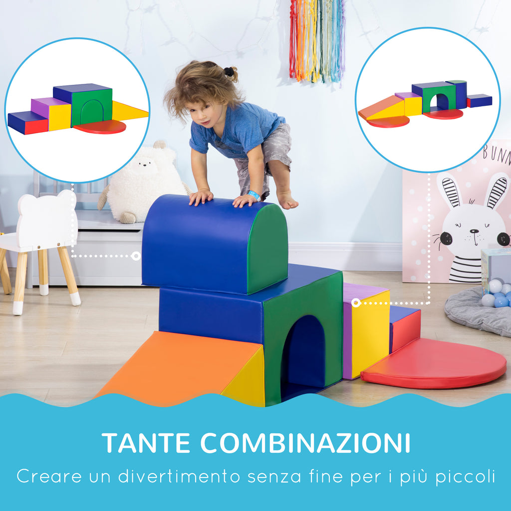 7-Block Playset for Children Ages 1-3 Years, Multi-Colour, PU and EPE, 170x130x40 cm