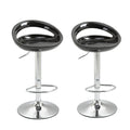 Homcom Set 2 swivel tall bar stools with back and footrest, adjustable height base in steel sitting in black ABS, for dining room and kitchen, 46x41x76-96cm - Borgè