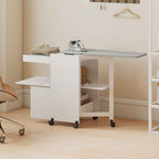 Folding Ironing Board with Storage, Space-Saving, White