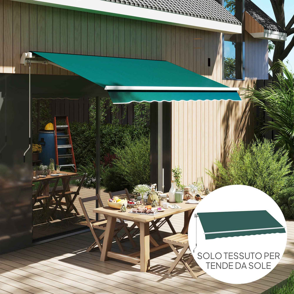 Outsunny Replacement Awning Cover for 3x2.5m Retractable Sun Shade Sail in Anti-UV 50+ Polyester, Green