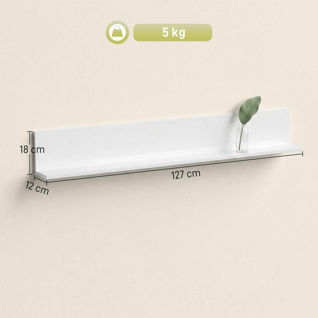 HOMCOM Wall Shelf for Living Room and Bedroom, 1.5 cm Thick, Made of Wood with a Glossy Finish, White