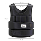 Unisex Weighted Vest 20kg, 38 Individual Weights, Padding, Velcro Closures, Black