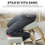 Ergonomic Chair with Birch Wood Kneeler and Cushion, 51x69x58 cm, Cream