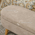 Padded Bed End Bench with Retractable Storage Space, in Wood and Polyester, 110x40x43 cm, Beige
