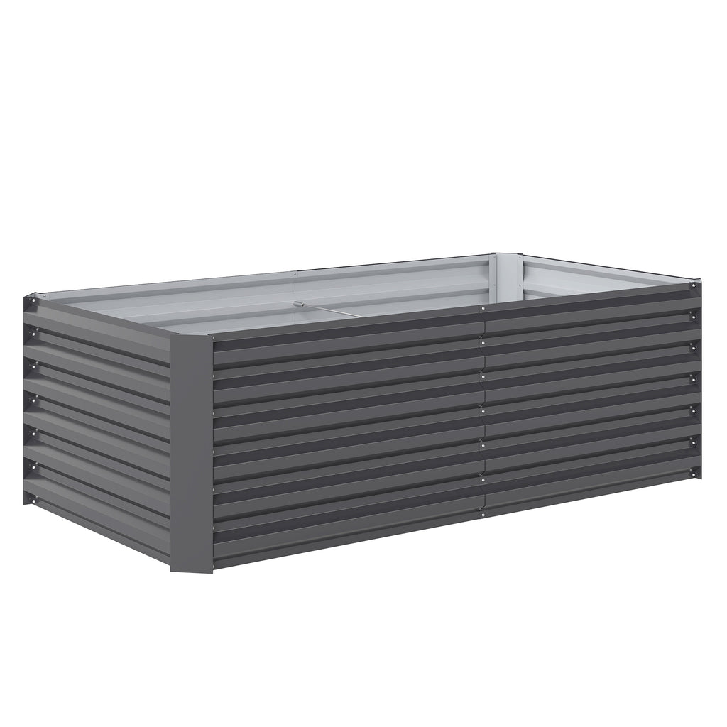 Outsunny Raised Garden Bed with Open Bottom and Rounded Edges, 180x90x57.5 cm, Dark Grey