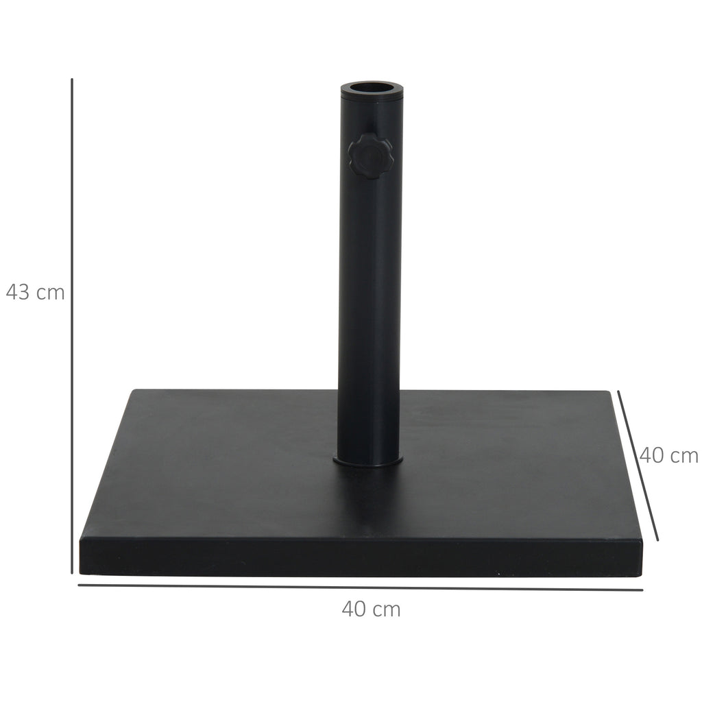 Parasol Base 13kg Concrete with Glossy Finish, 40x40x43 cm, Black