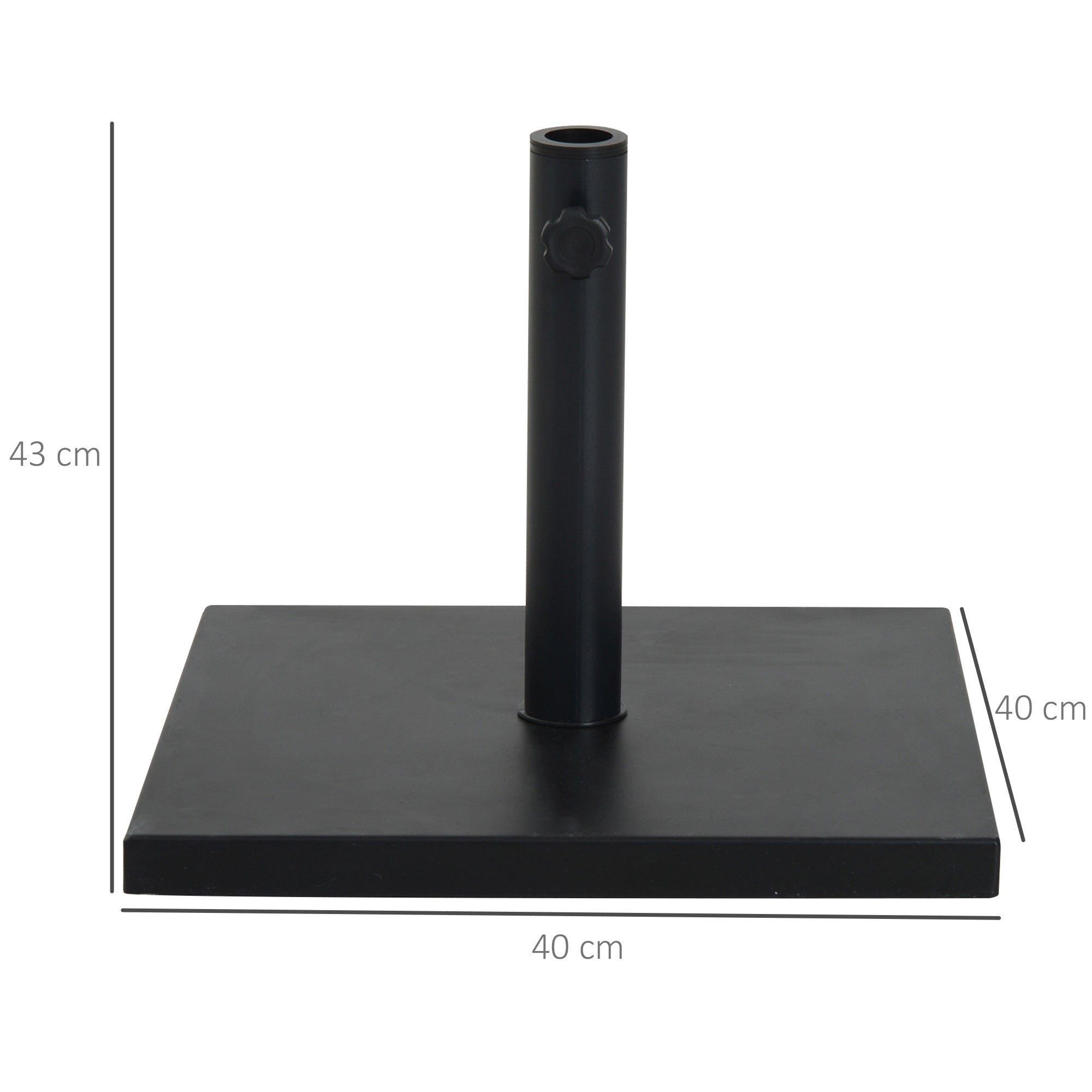 Parasol Base 13kg Concrete with Glossy Finish, 40x40x43 cm, Black