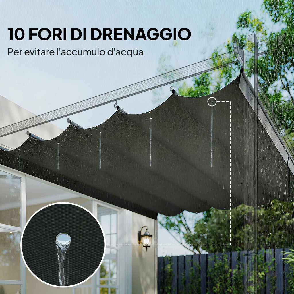 Outsunny Replacement Canopy for 4x3m Gazebo with 10 Drainage Holes, Light Grey