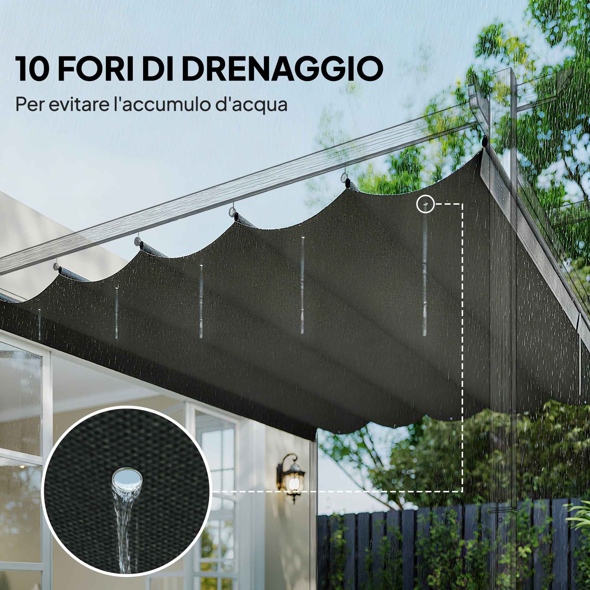 Outsunny Replacement Canopy for 4x3m Gazebo with 10 Drainage Holes, Light Grey