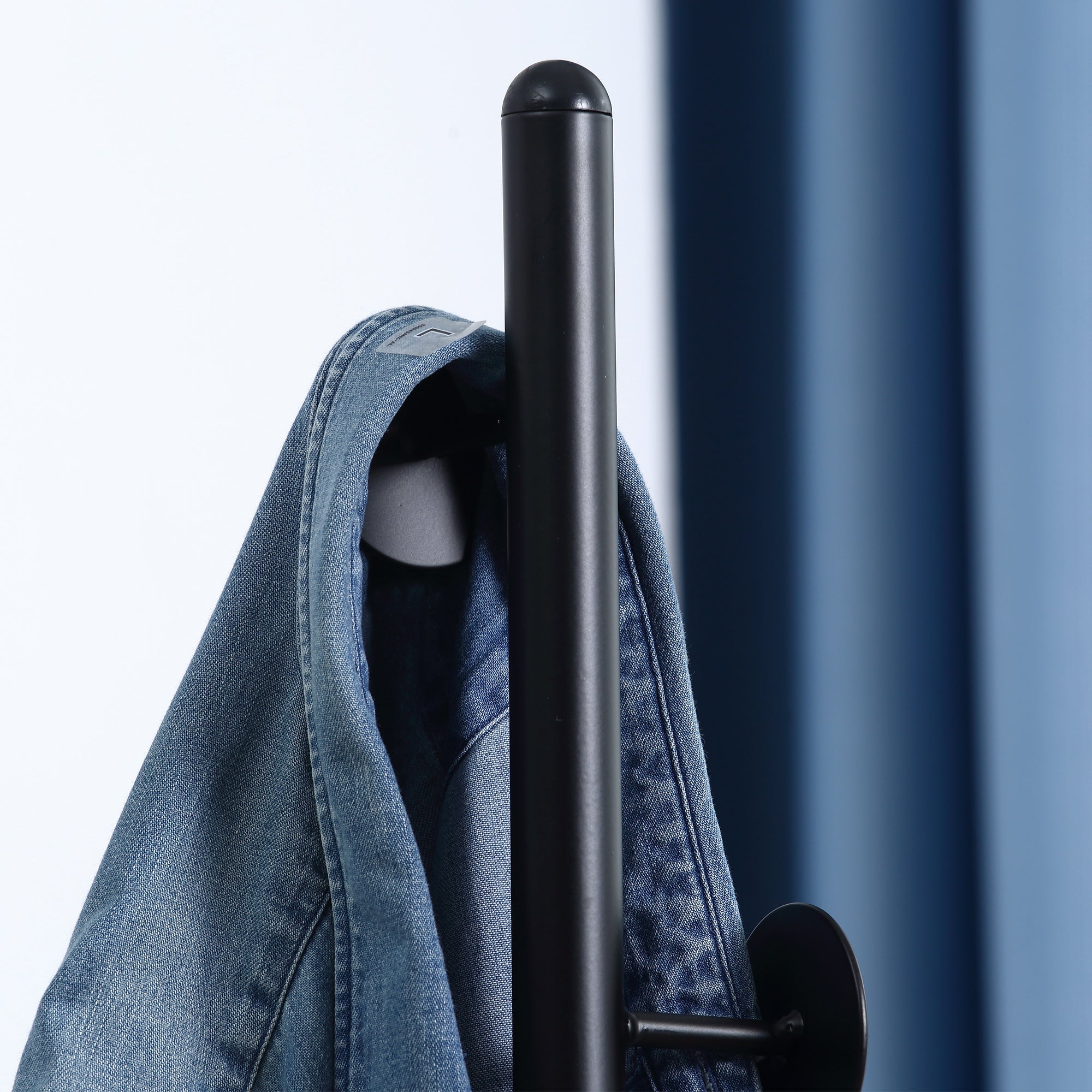 Coat Rack with 8 Hooks, Steel Frame with Marble Base, 35x35x170cm, Black