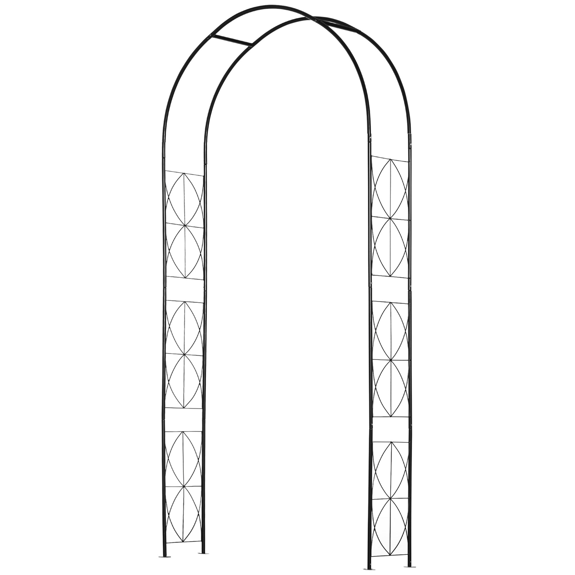 Rose Arch and Support for Climbing Plants in Metal, 114x30x230cm, Black - Borgè