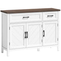 HOMCOM Wooden Kitchen Sideboard with 3 Barn Doors, 2 Drawers and 2 Adjustable Shelves, White