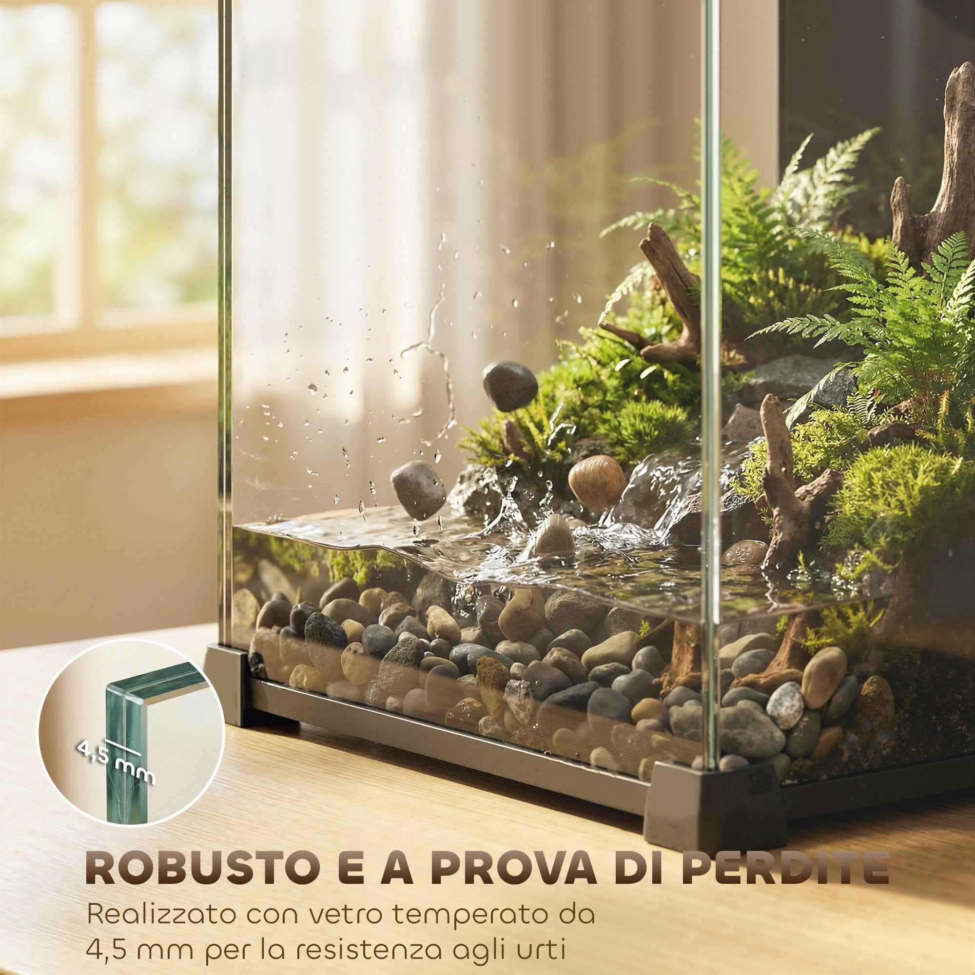 PawHut 36L Aquarium with Integrated Filter, 30 x 30 x 45.5 cm, Black