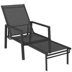 Outsunny 5-Position Reclining Deck Chair with Retractable Footrest, Ideal for Garden
