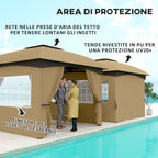 Garden Gazebo 3.4x3.4m with Walls, UV Protection and 2-Tier Roof, Beige