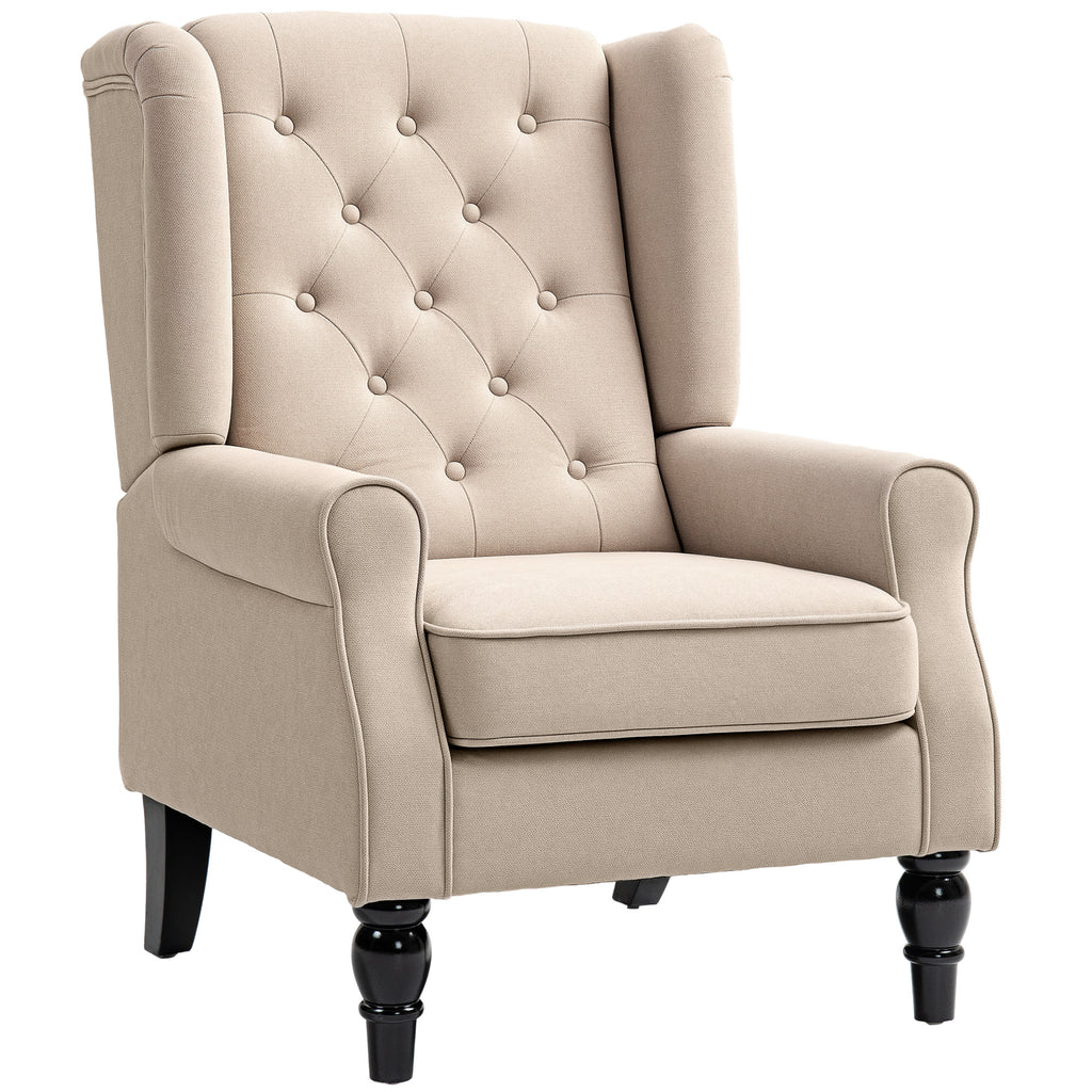 French Style Living Room Armchair with Padded Seat and Cushions, Polyester, 74x86x102 cm, Beige