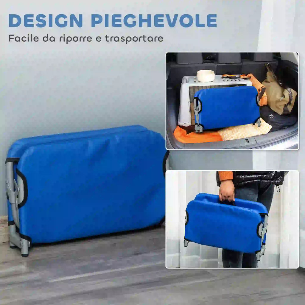 Raised and Foldable Dog Bed for Indoor and Outdoor Use, 59x46x15 cm, Blue - Borge' Group Limited