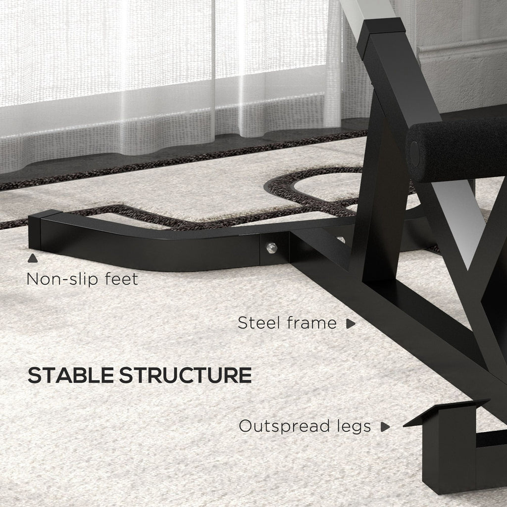 SportNow Roman chair at adjustable height with thick padding, in steel and PU, 126x70x67-84 cm, black - Borgè