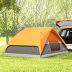 Waterproof 3-Person Camping Tent with Pockets, Lantern Hook and Carry Bag, Orange