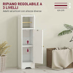 HOMCOM Wooden Toilet Paper Holder Cabinet with Adjustable Internal Shelf, 21x20x79 cm, White