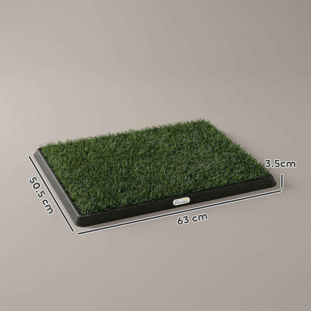 PawHut Dog Mat with Tray and Artificial Grass, 63 x 50.5 cm, Green