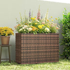 Outsunny 45L Outdoor Rattan Raised Garden Bed with Drainage Holes and Adjustable Feet, Brown