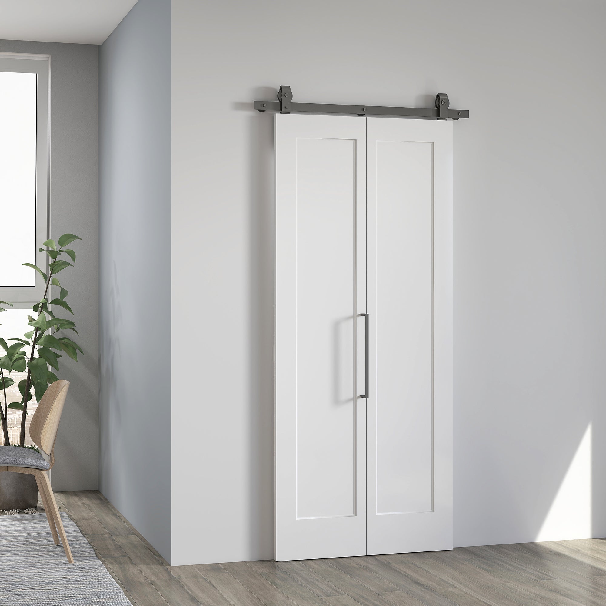 Sliding Folding Bifold Door with Paintable Surface, 90x210 cm, White