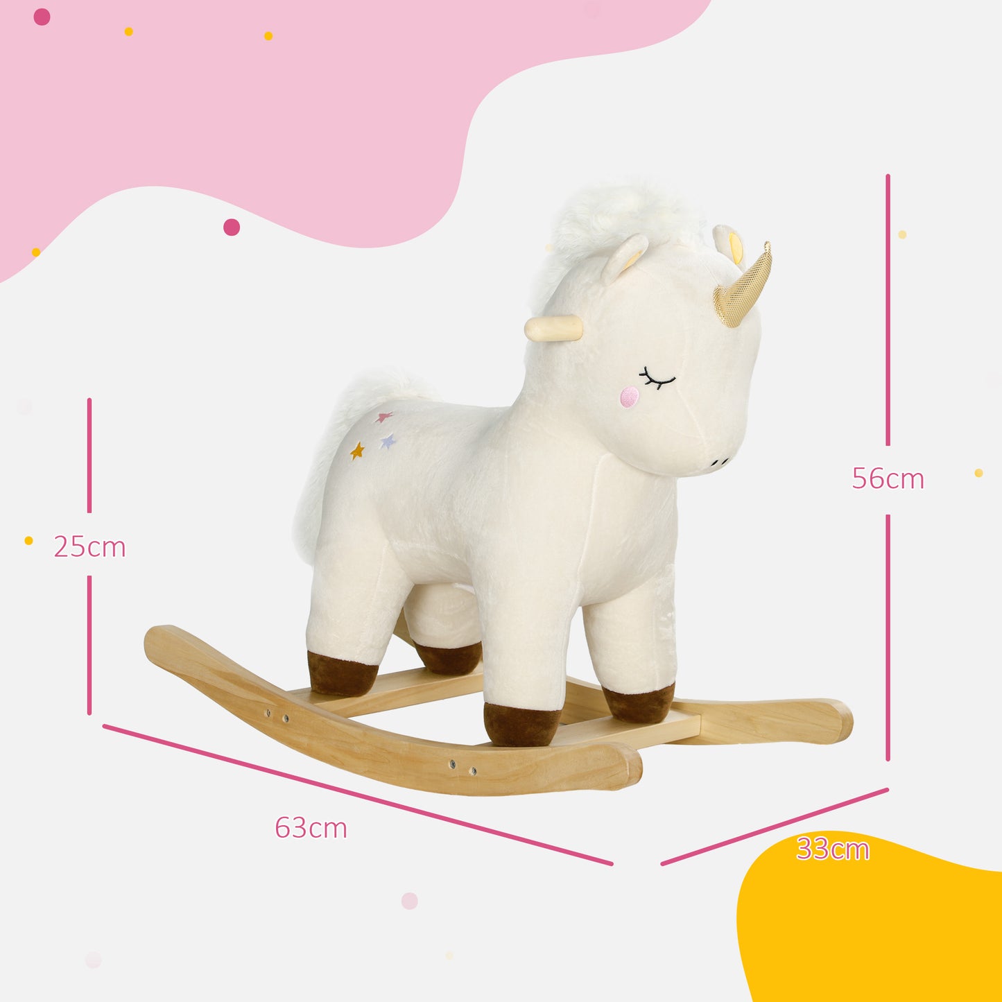 Unicorn Rocking Horse for Children 2-4 Years with Sounds and Soft Cover, White