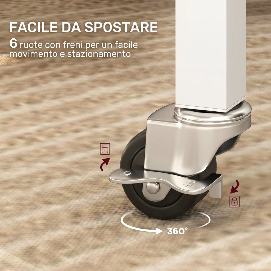 HOMCOM Industrial Folding Table with 2 Drop-Leafs and Wheels in Chipboard and Steel, 120x80x73cm, Oak
