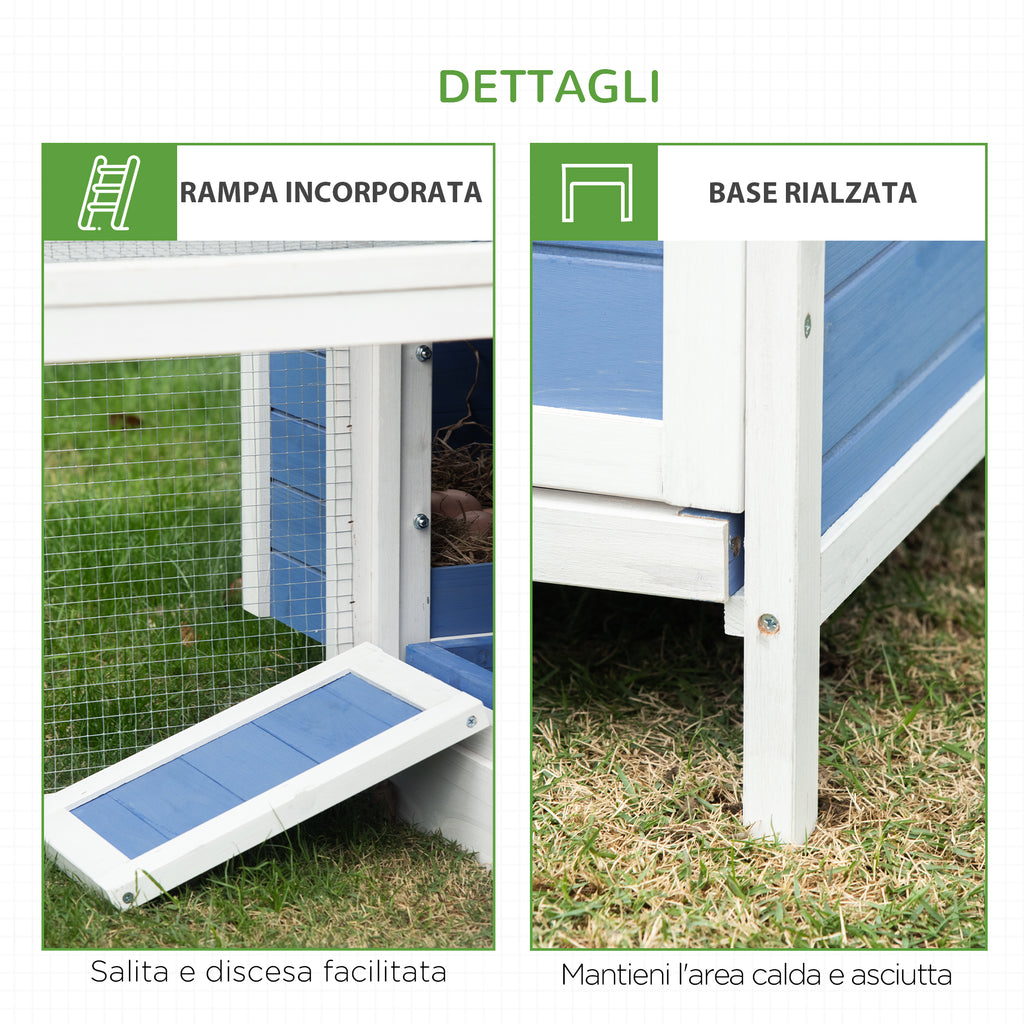 Chicken Coop with Running Area and Removable Nesting Tray, Wooden Garden Chicken Coop with Waterproof Roof, 180x91x79 cm
