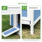 Chicken Coop with Running Area and Removable Nesting Tray, Wooden Garden Chicken Coop with Waterproof Roof, 180x91x79 cm