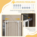 Tall Adjustable Dog Gate with Small Door and Automatic Closing, 74-80x104cm, White