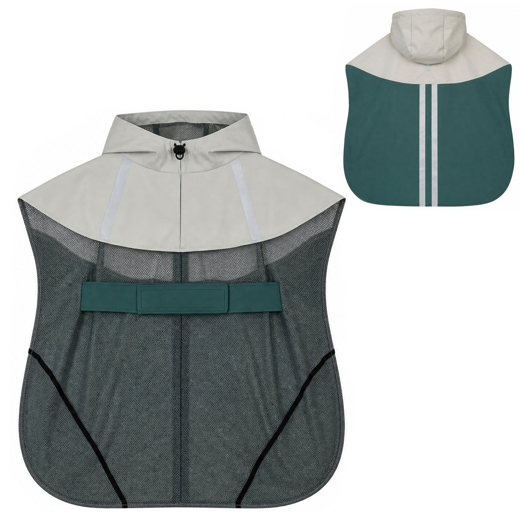 PawHut Dog Raincoat with Hood, Leash Hole, and Reflective Stripes, for Large Dogs, Green