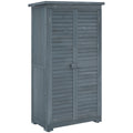 Outsunny Outdoor Wooden Wardrobe with 2 Shutter Doors and Internal Shelves, 87x46.5x160 cm, Grey