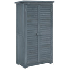 Outsunny Outdoor Wooden Wardrobe with 2 Shutter Doors and Internal Shelves, 87x46.5x160 cm, Grey
