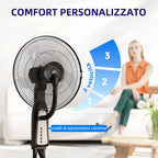 3-Speed Misting Fan, 75° Oscillation, Adjustable Misting, Black