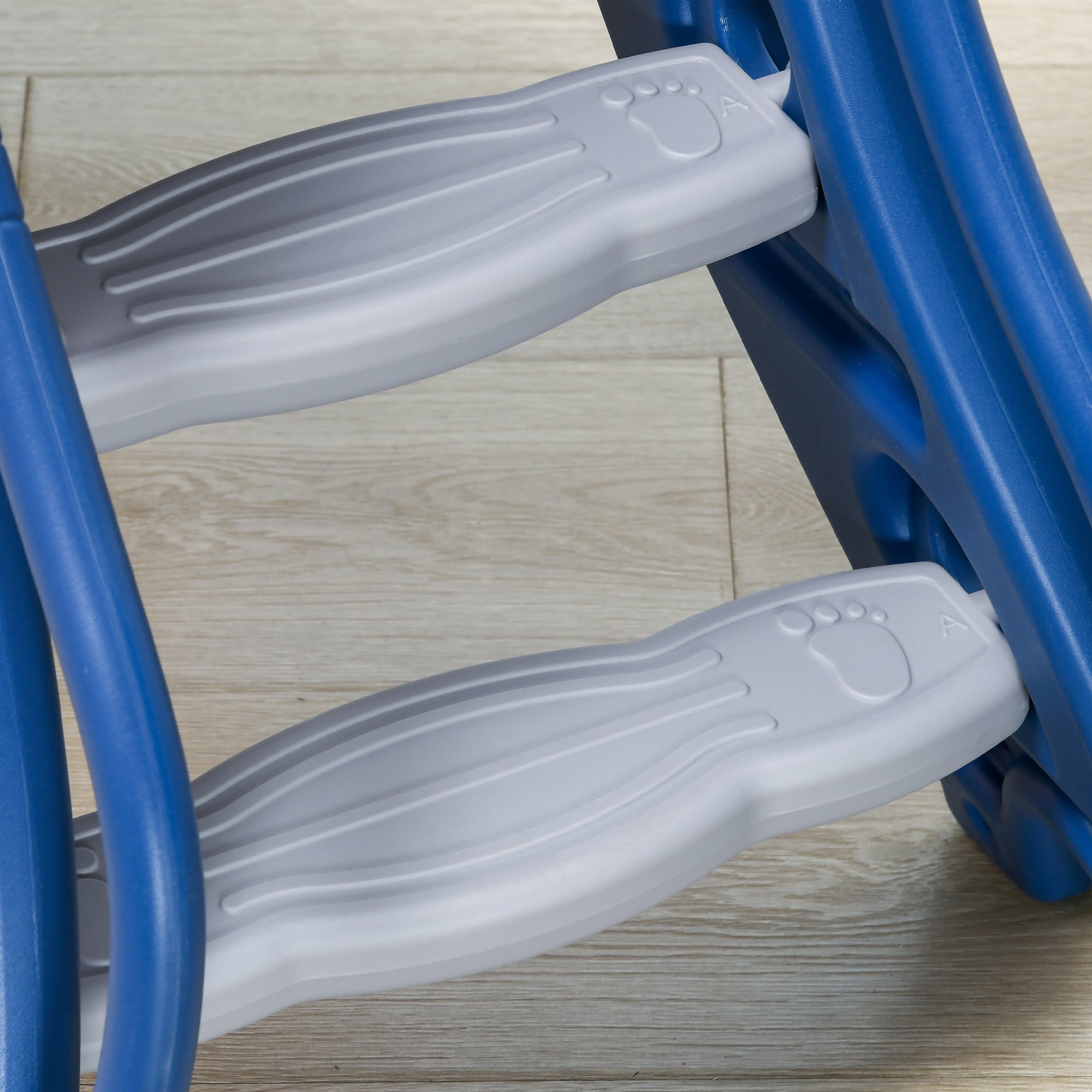 Children's Slide 18-36 Months with Lateral PE Basketball Hoop, 133x60x70 cm, Blue and Grey