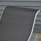 Outsunny Set of 2 Garden Loungers and Glass Table, Sun Lounger with Breathable Fabric, 59x169x66cm, Black and Grey