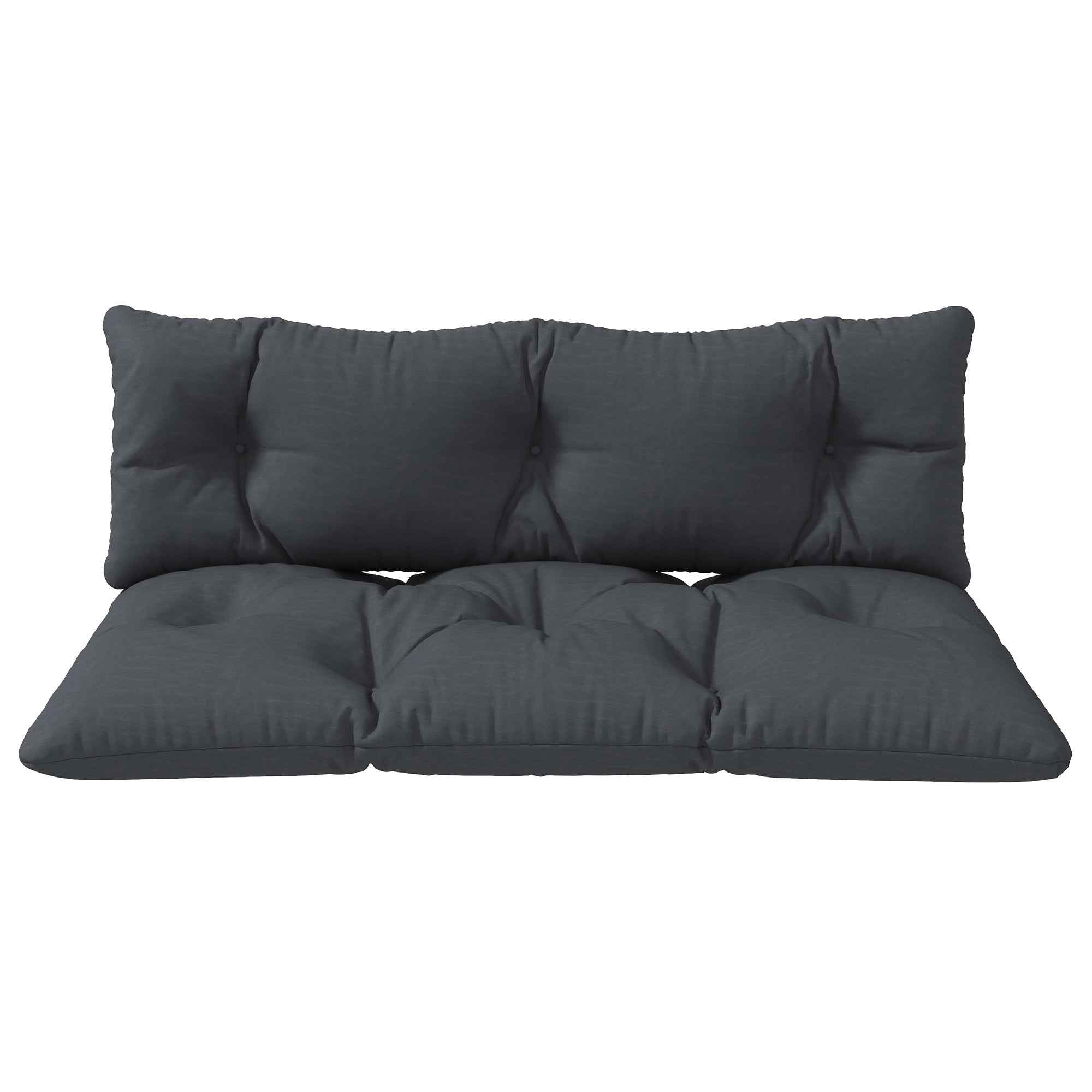 Outsunny 2-Piece Garden Cushion Set for Sofas and Pallets in Polyester with Thick Filling, Charcoal Grey