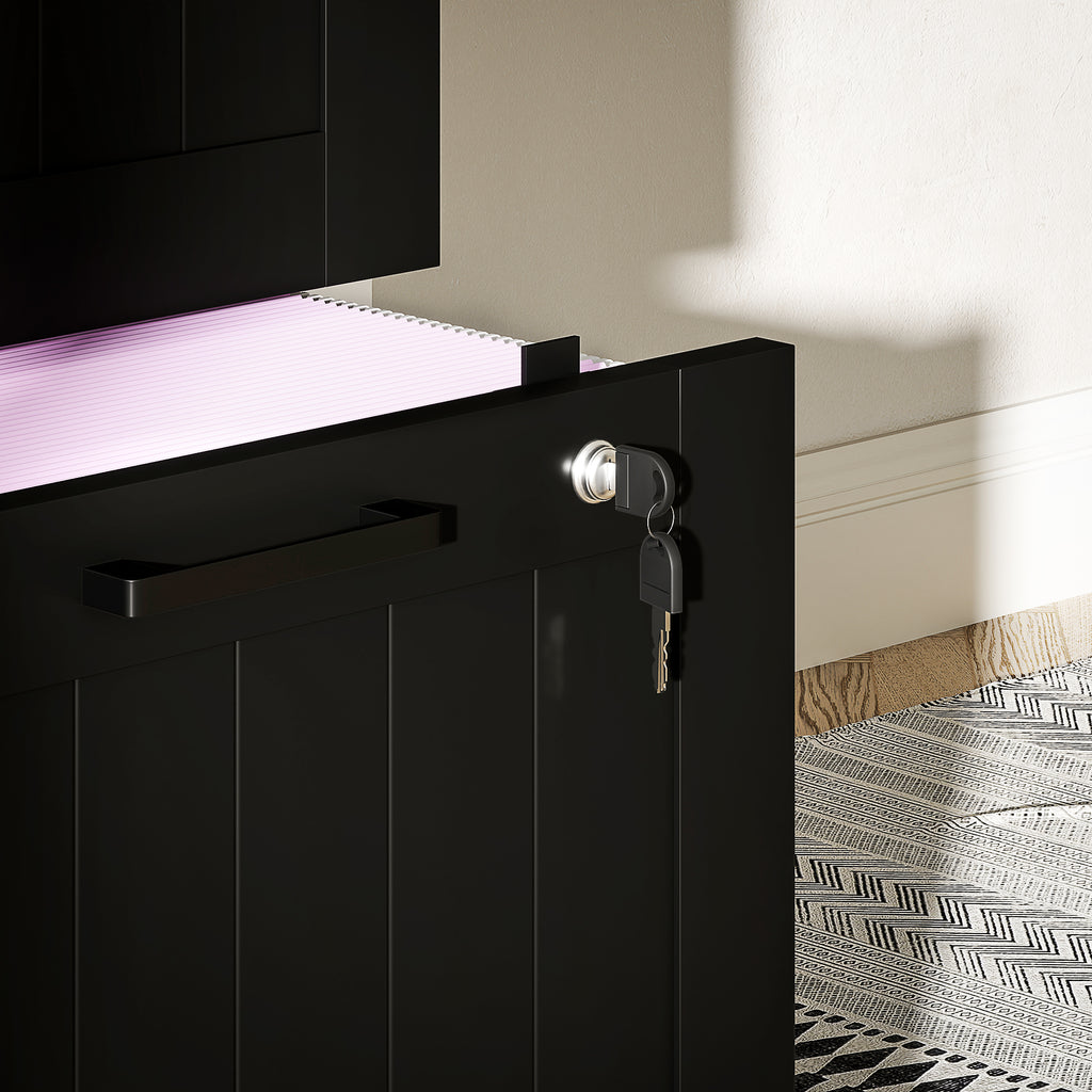 4-Drawer File Cabinet with Adjustable Rail and 2 Locks, Wooden, 40x40x131 cm, Black