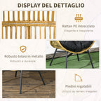 Outsunny Egg-shaped Garden Armchair with Headrest and Seat Cushions, in Rattan and Steel, 89x75x143 cm - Borgè