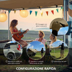 Waterproof Side Car Roof Awning with Adjustable Height, 2.5x1.6m, Khaki - Borgè