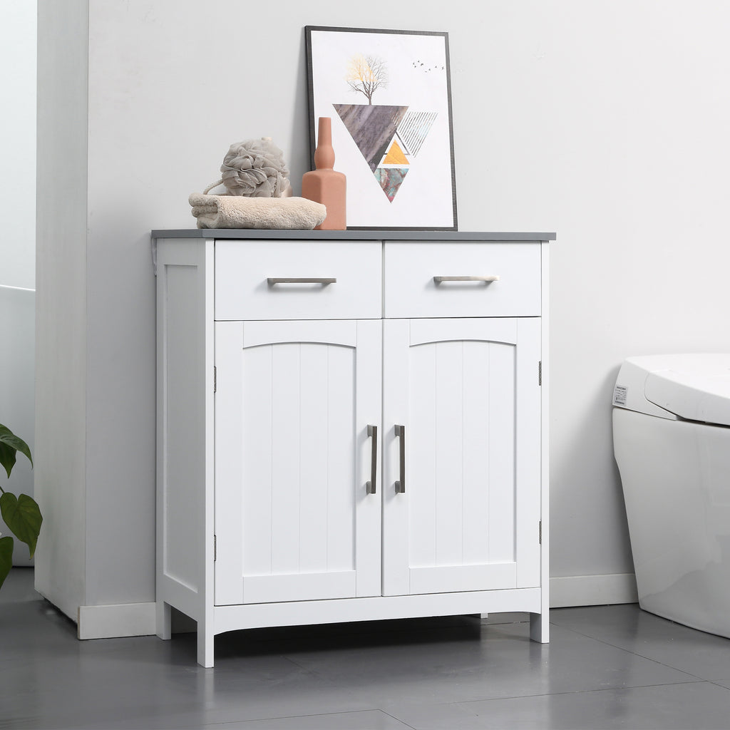 Kleankin Bathroom cabinet with 2 doors, 2 drawers and adjustable shelf, in MDF, 68x33x76cm - Borgè