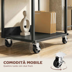 HOMCOM 3-Tier Printer Stand with Wheels, Industrial Metal Office Table, Black.
