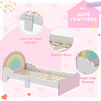 Zonekiz children's bed 3-6 years with side sides anti-fold in mdf, 143x74x66 cm, white and pink - Borgè