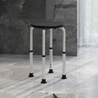 HOMCOM Non-Slip Shower Stool, Adjustable to 8 Heights, Made of Aluminum and PE, 32.5 x 41 x 35.5-54 cm, Black