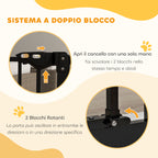 Dog Gate with 2 Extensions with Adjustable Width up to 100 cm and Automatic Closing, Black